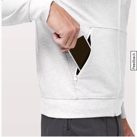 LULULEMON City Sweat Zip Hoodie Heathered Ultra Light Grey Size Large - Picture 5 of 12